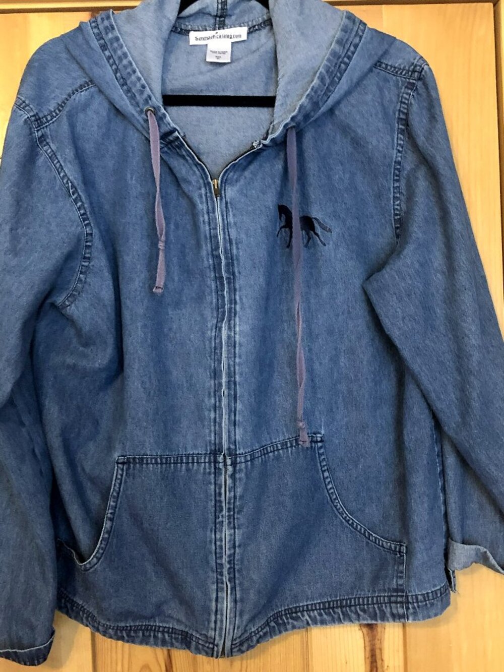 Serengeti Denim Hoodie with Horse XL